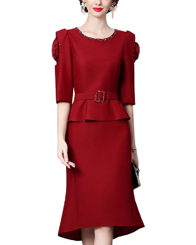 Shop Before It’s Gone!Anette Elbow-Sleeve Midi Dress