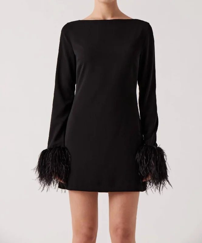 Huge Price Cuts Await!Arleth Feather Sleeve Mini Dress In Black