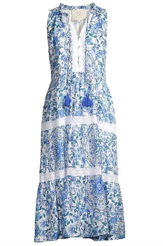 Your Best Deals Are Here!Aster Tiered Midi Dress in White Multi