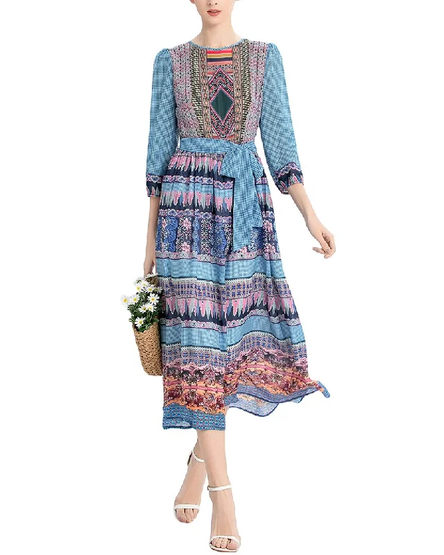 Your Shopping Spree Starts Here!BURRYCO Elbow-Sleeve Midi Dress