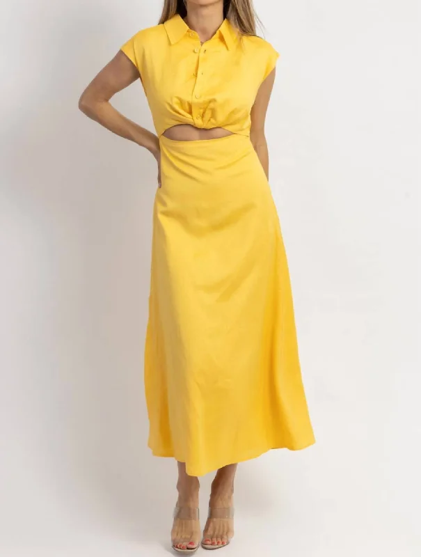 Today Only – Don’t Miss It!Button Down Midi Dress In Jacey Yellow