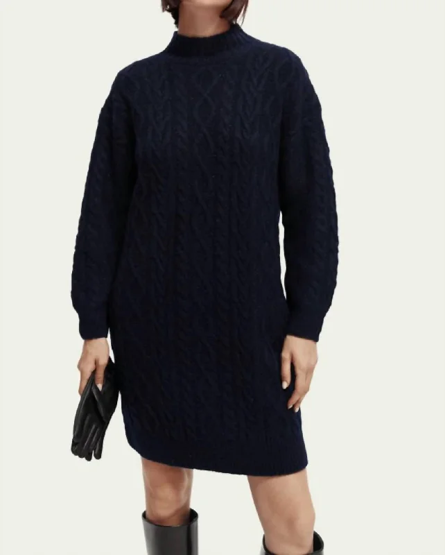 Upgrade for Less!Cable Knit Sweater Mini Dress In Black