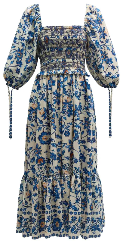 Your Chance to Save is Now!Cara Cara Women Jazzy Tiered Smocked Midi Dress Azure Alexandria Floral Your Chance to Save is Now!Cara Cara Women Jazzy Tiered Smocked Midi Dress Azure Alexandria Floral