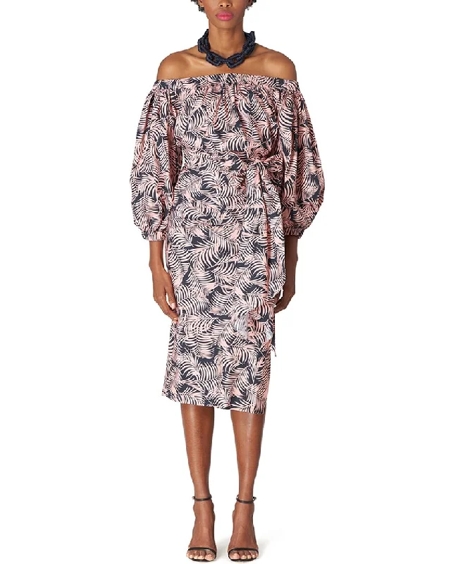 Act Fast – Limited Time Savings!Carolina Herrera Off Shoulder Puff Sleeve Ruched Midi Dress