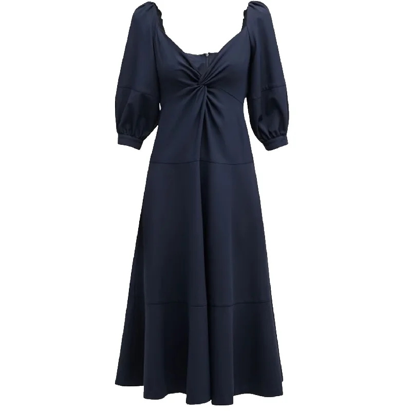 Unmissable Offers Await!Cinq A Sept Women Kristina V-Neck Twisted Front Midi Dress Navy Blue Unmissable Offers Await!Cinq A Sept Women Kristina V-Neck Twisted Front Midi Dress Navy Blue