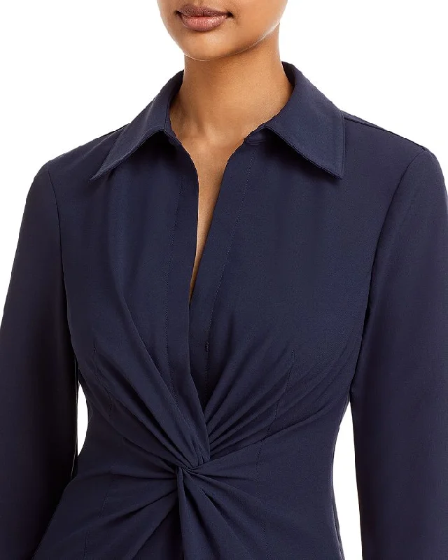 Massive Price Cuts!Cinq A Sept Women's Navy Blue Mckenna Twisted Front Collared Midi Dress Massive Price Cuts!Cinq A Sept Women's Navy Blue Mckenna Twisted Front Collared Midi Dress