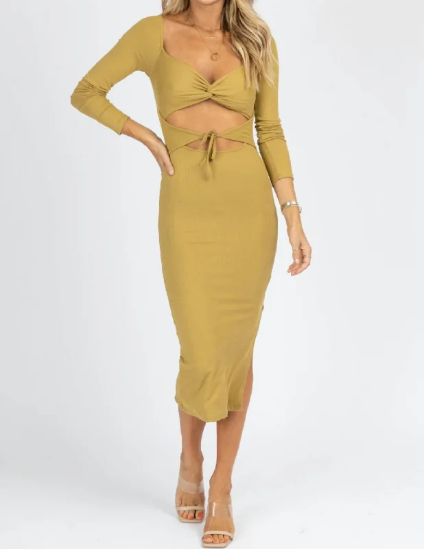 Bigger Savings, Better Shopping!Cross Front Cutout Midi Dress In Green Grass