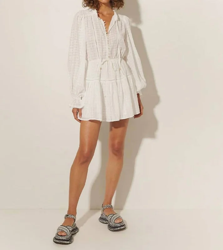 Don't Miss Out!Daisy Long Sleeve Yoke Mini Dress In White
