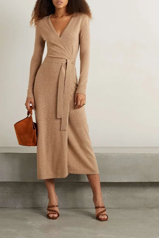 Get Ready to Save!Diane Von Furstenberg Dvf Astrid Wool Cashmere Wrap Midi Dress Camel Get Ready to Save!Diane Von Furstenberg Dvf Astrid Wool Cashmere Wrap Midi Dress Camel