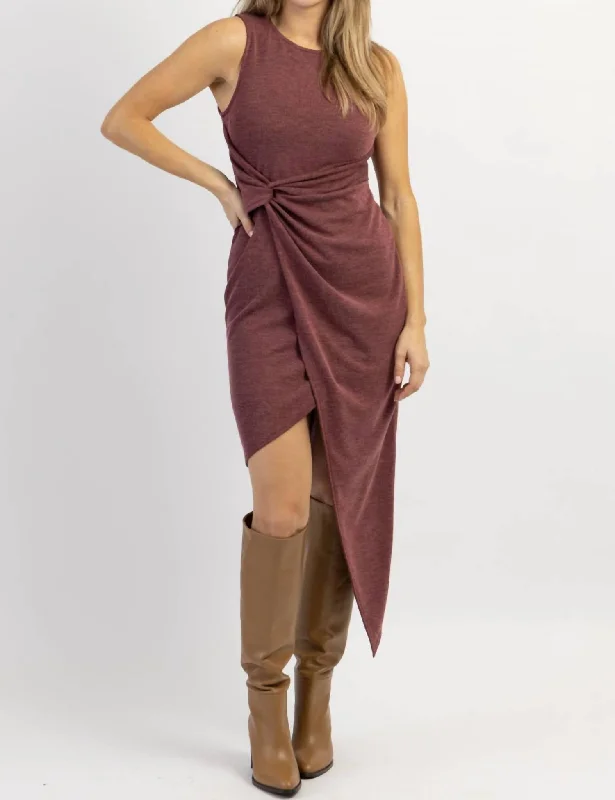 Find the Best Deals Here!Estella Twist Midi Dress In Burgundy