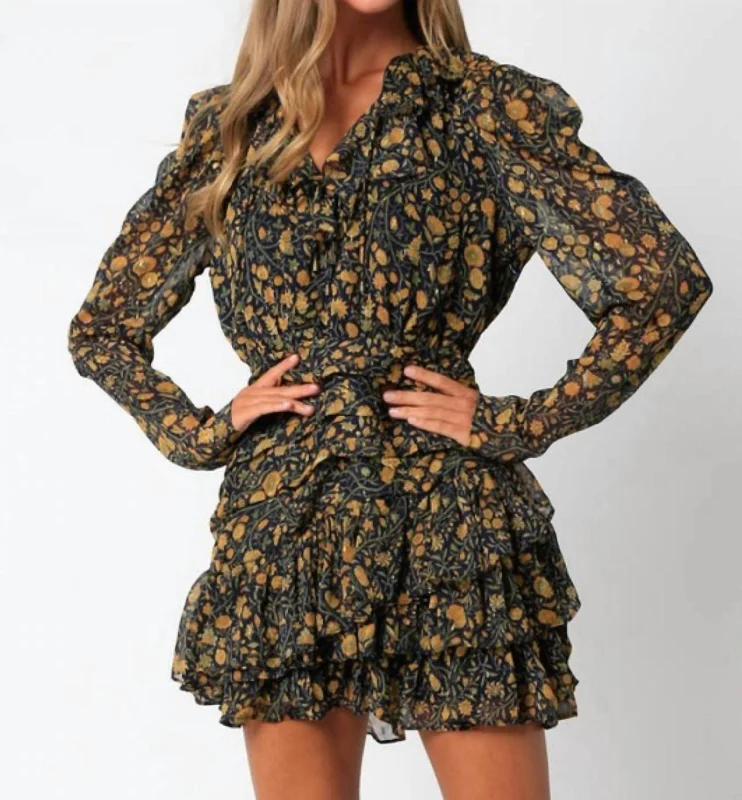 Limited Time Offer!Floral Ruffle Mini Dress In Chiffon
