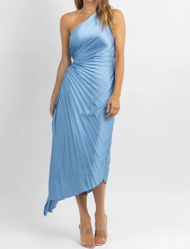Your Favorite Sale is Back!Fresco Pleated Midi Dress In Blue