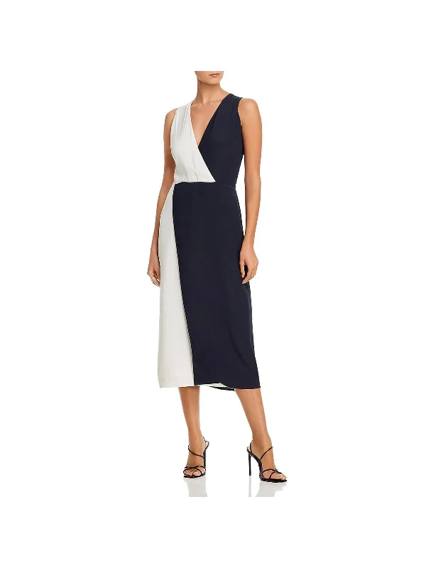 Great Deals, Just for You!Galane Womens Surplice Colorblock Midi Dress