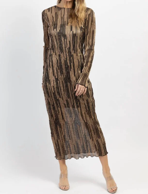 Biggest Sale of the Season!Gatsby Long Sleeve Midi Dress In Gold