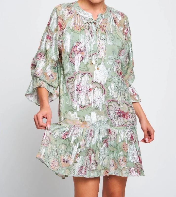 Shop More, Spend Less!Harriet Metallic Mini Dress In Green