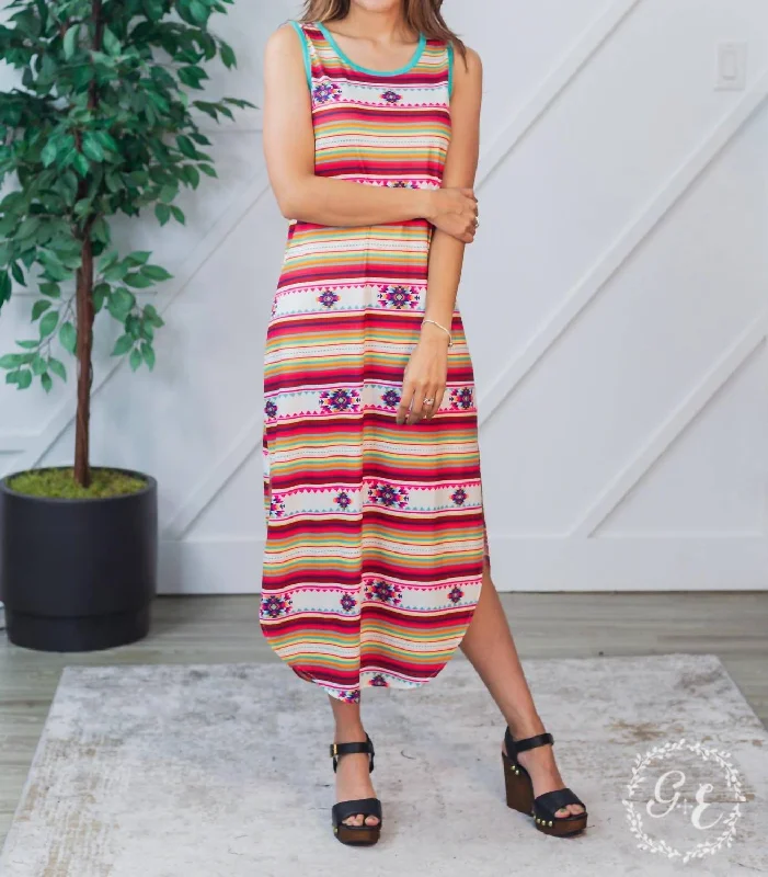 Time to Save Big!High Road Hippie Aztec Midi Dress In Pink Multi