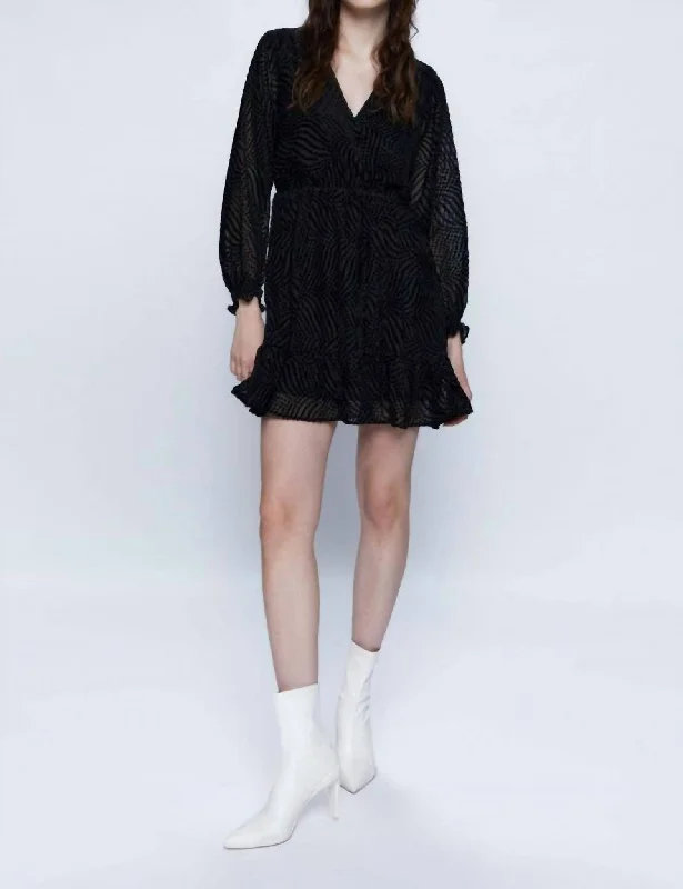 The Best Sale of the Year!Isabella Velvet Microdot Mini Dress In Black