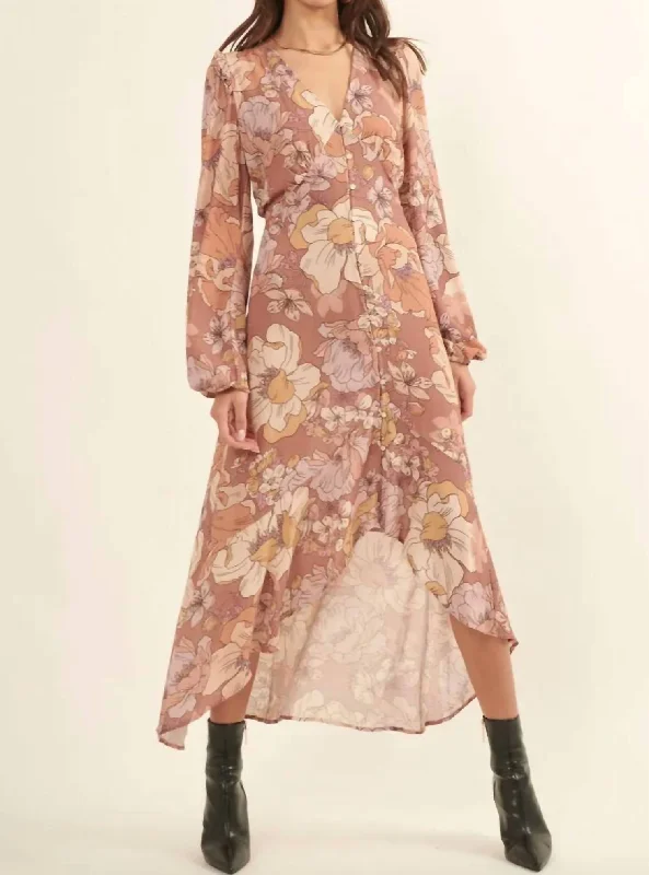 Enjoy Huge Discounts Now!Jeffrey Boho Midi Dress in Canyon Rose