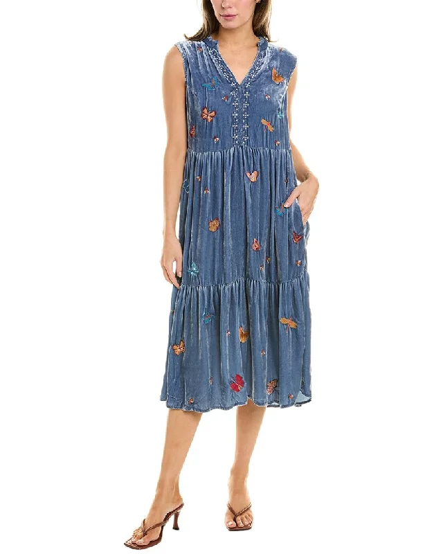 Sale Alert – Get Ready to Shop!Johnny Was Monarca Silk-Blend Midi Dress