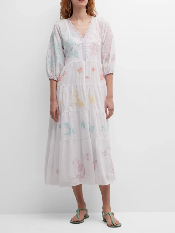 Must-Have Deals Inside!Johnny Was Women Hazel Dolman Embroidered Tiered Midi Dress
