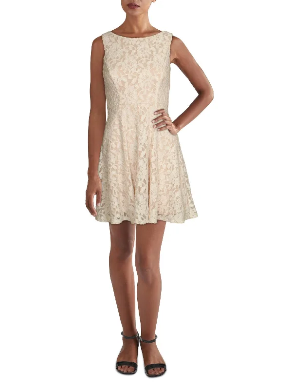 Exclusive Deals Just for You!Juniors Womens Lace Fit & Flare Mini Dress