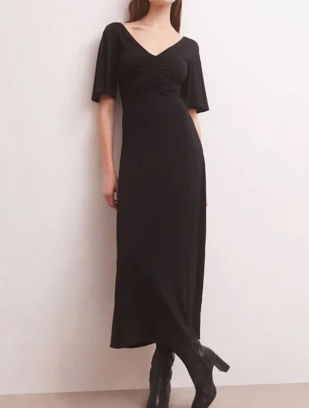 Incredible Savings Inside!Kara Flutter Sleeve Midi Dress In Black