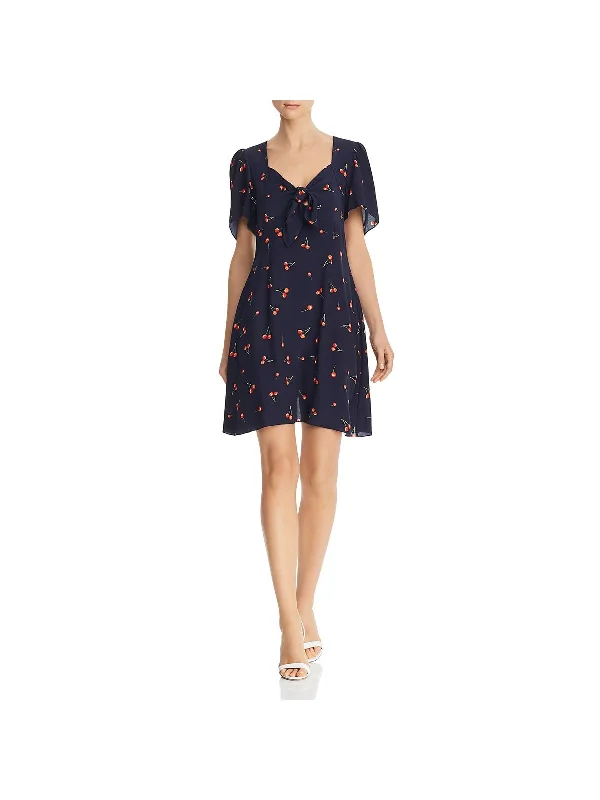 Best Price of the Season!Lauret Womens Printed Tie Front Mini Dress
