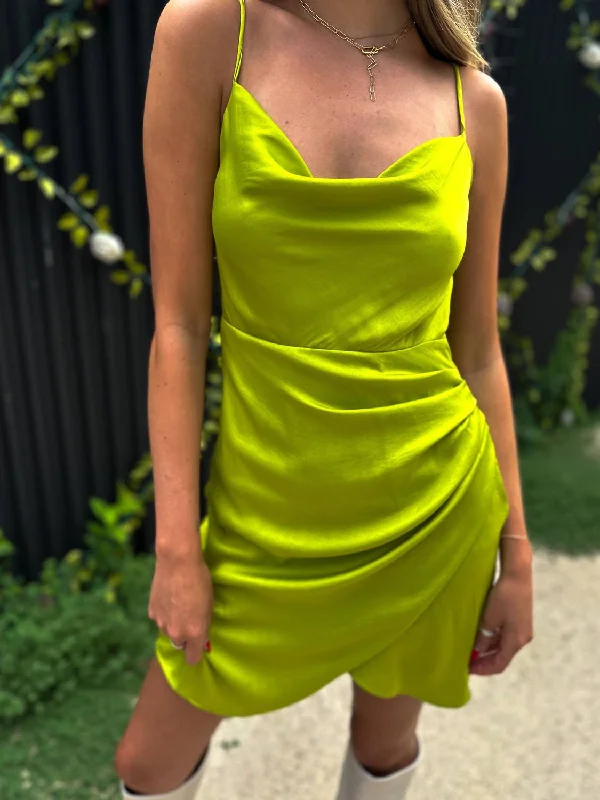 Best Deals Just for You!Natasha Draped Mini Dress In Lime Green