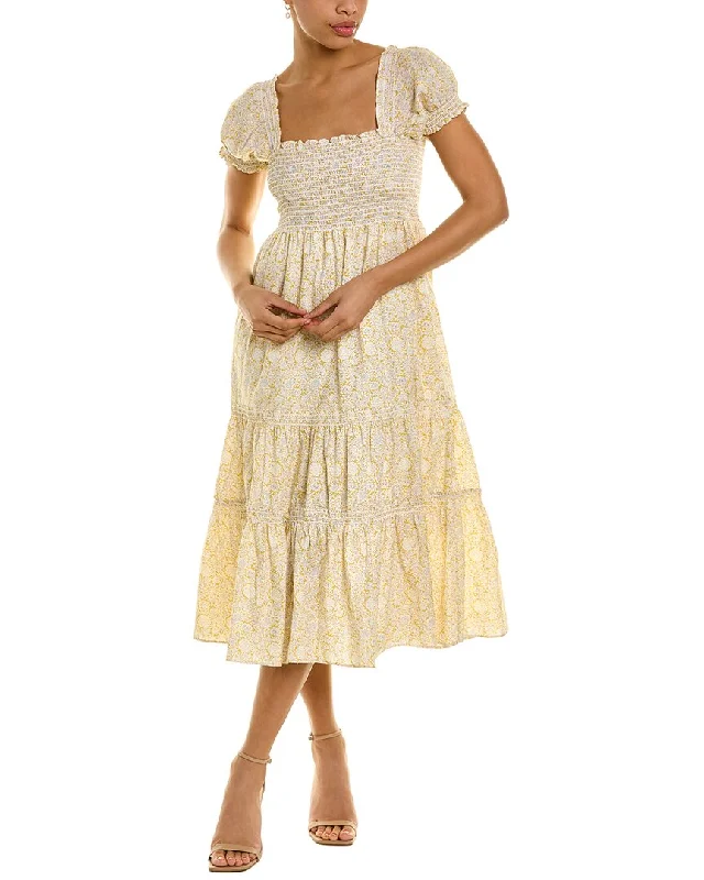 One Click Away from Big Savings!o.p.t Smocked Midi Dress