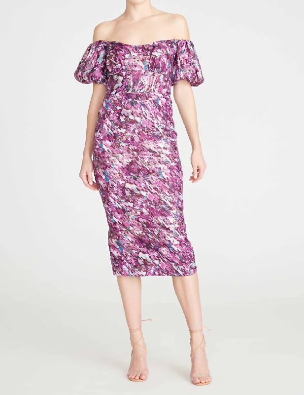 Unbeatable Prices!Off The Shoulder Midi Dress In Painted Blur
