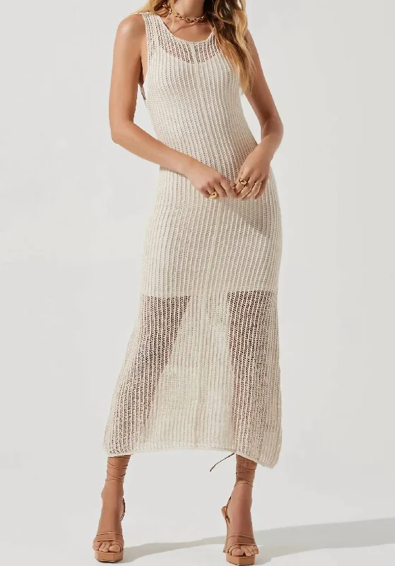 Your Chance to Save is Now!Palmer Crochet Column Midi Dress in Natural