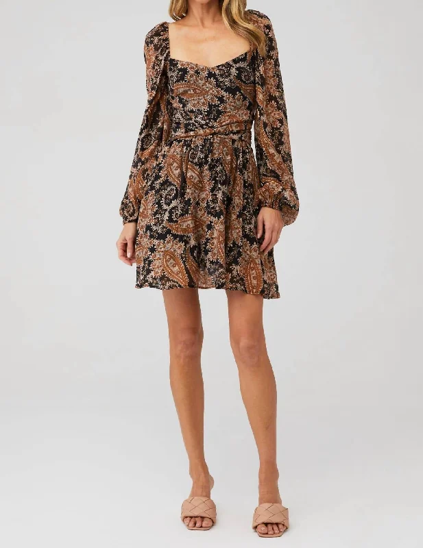 Huge Price Cuts Await!Persian Paradise Mini Dress In Black/brown