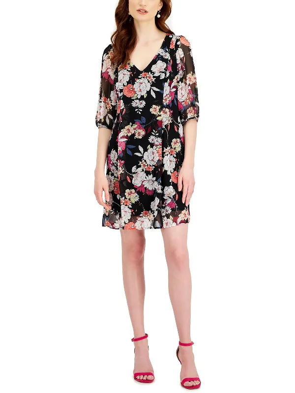 Biggest Sale of the Season!Petites Womens Chiffon Short Mini Dress