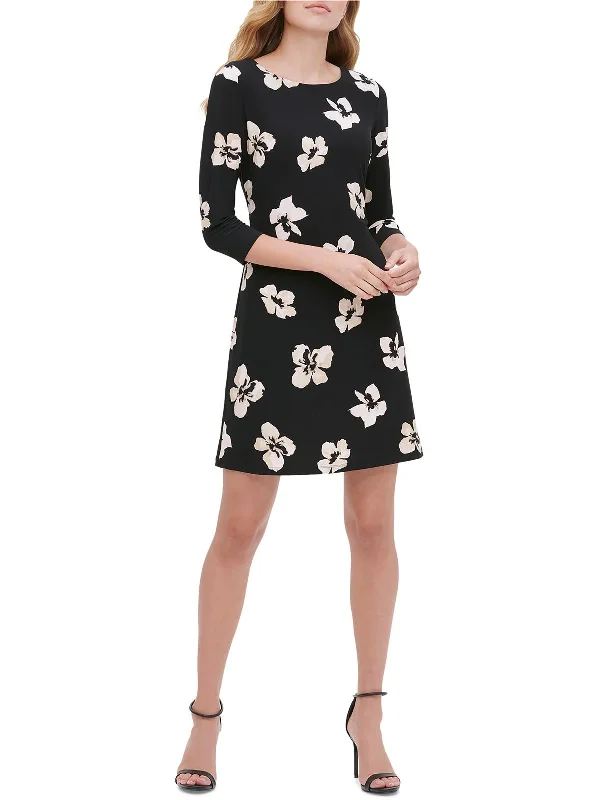 The Best Offers Are Here!Petites Womens Round Neck Floral Midi Dress