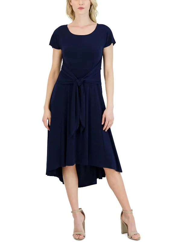 Flash Sale – Act Fast!Petites Womens Short Sleeve Hi-Low Midi Dress