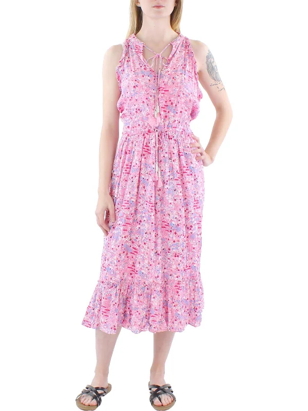 Every Deal is a Steal!Plus Womens Boho Floral Midi Dress