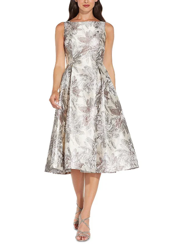 Exclusive Offers You’ll Love!Plus Womens Jacquard Sleeveless Midi Dress
