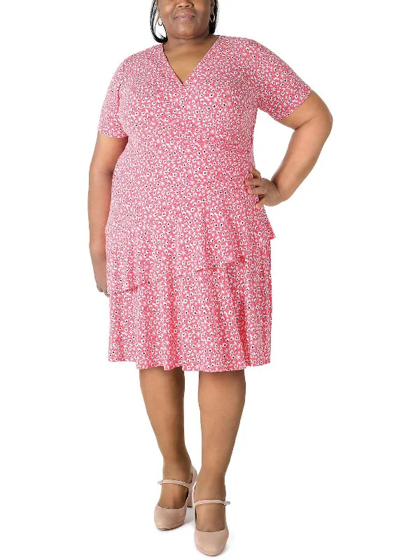 The Best Deals Won’t Wait!Plus Womens Tiered Knee Midi Dress
