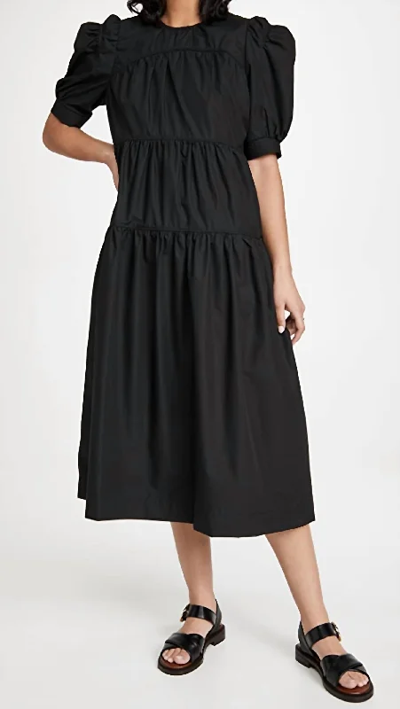 Save More Than Ever!Poplin Midi Dress in Black
