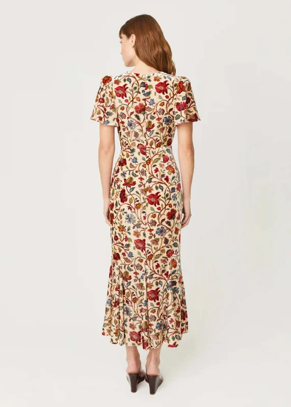 Your Shopping Spree Starts Here!Rhode Women Arabella Floral Velvet Cream Vichy Rose Midi Dress Your Shopping Spree Starts Here!Rhode Women Arabella Floral Velvet Cream Vichy Rose Midi Dress