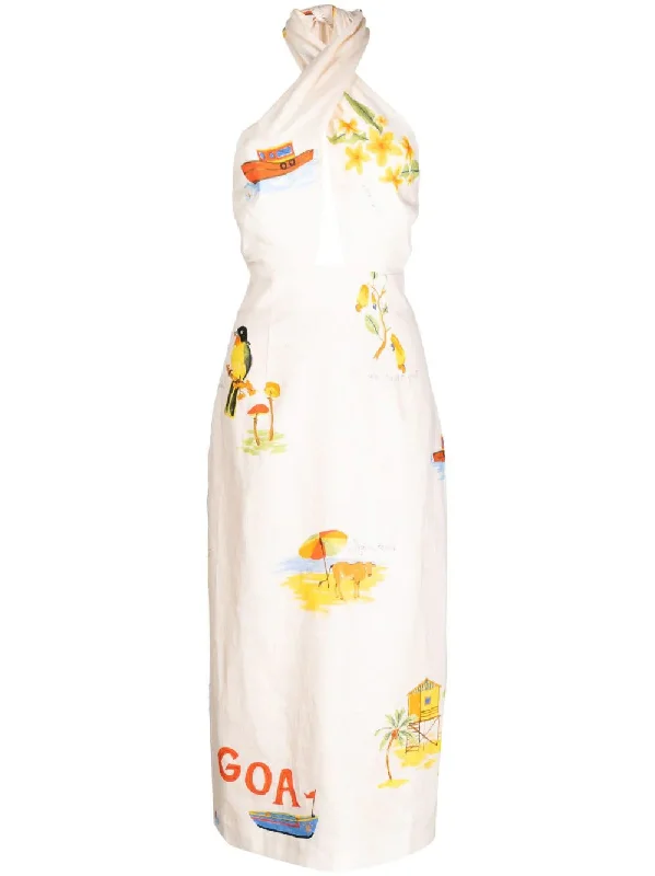 Find Your Perfect Deal Today!Rhode Women Paolo Twisted Halter Strap Linen Midi Dress Goa Party Find Your Perfect Deal Today!Rhode Women Paolo Twisted Halter Strap Linen Midi Dress Goa Party
