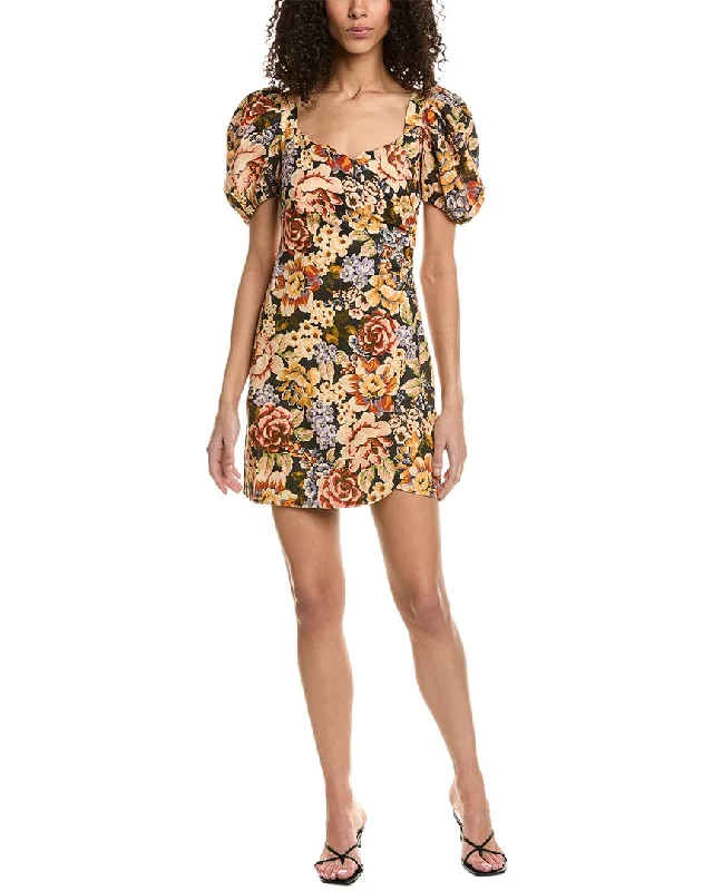 Buy More, Save More!rosewater remi Puff Sleeve Linen-Blend Mini Dress