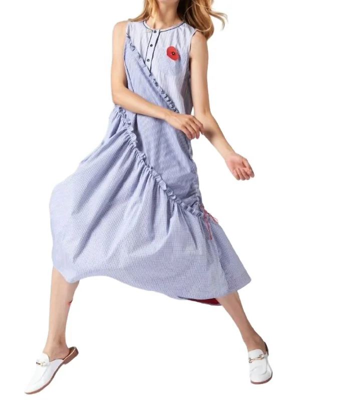 Exclusive Offers You’ll Love!Ruffled Midi Dress In Blue Stripes