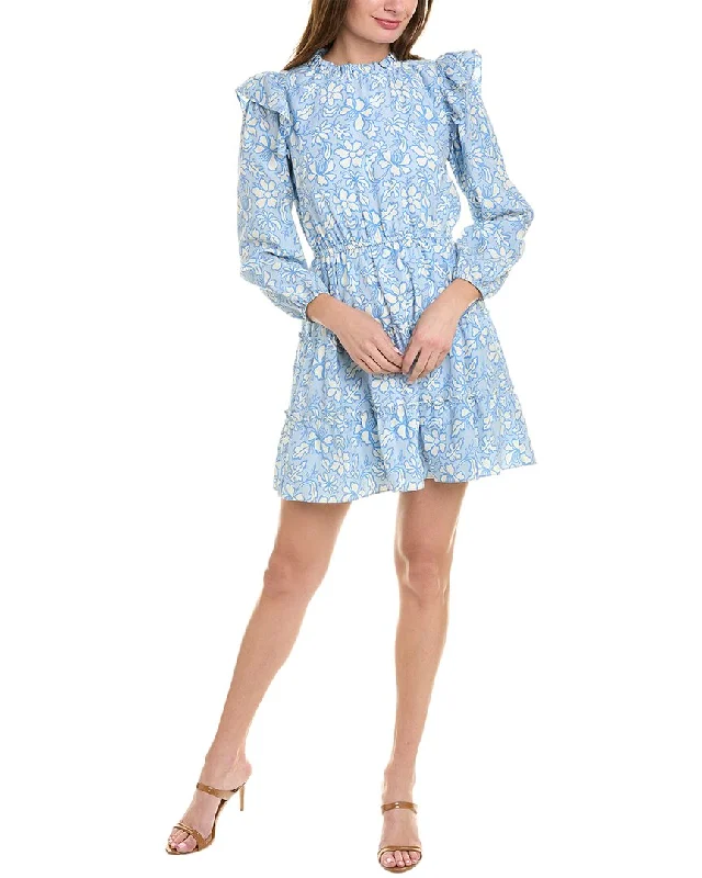 Mega Sale Happening Now!Sail to Sable Ruffle Neck Silk-Blend Mini Dress