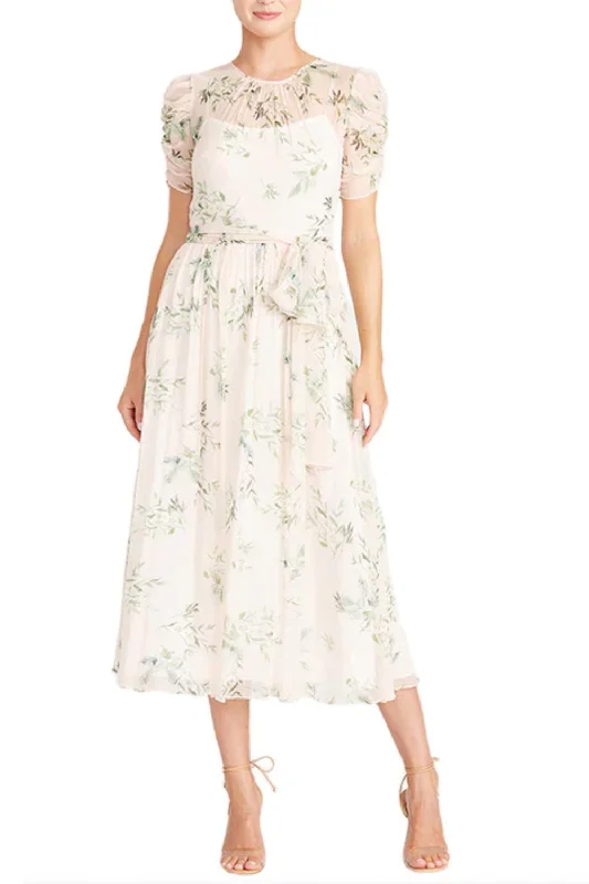 More Discounts, More Joy!Short Sleeve Midi Dress In Cherry Blossom Pink