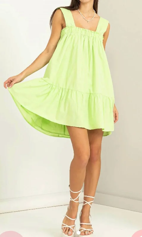 Your Favorite Sale is Back!Sleeveless Ruffled Mini Dress In Chartreuse