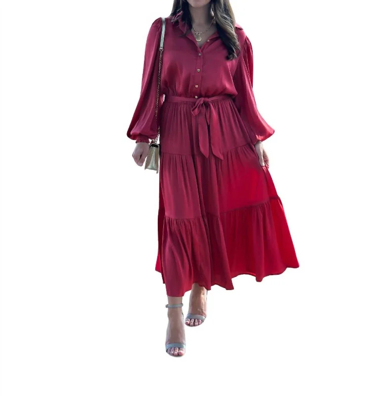 Buy More, Save More!Smell The Roses Midi Dress In Red