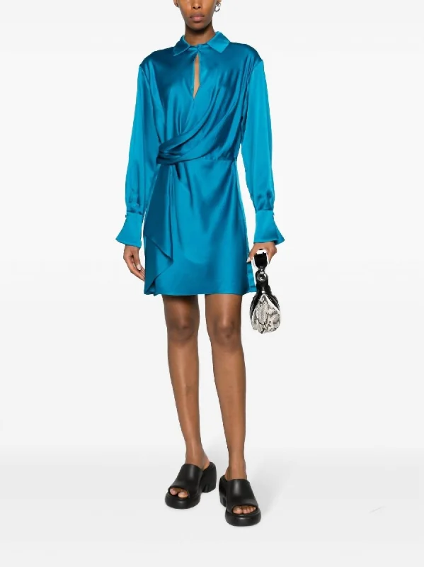 Snag the Best Prices Now!Talit Draped Front Mini Dress In Phthalo Blue