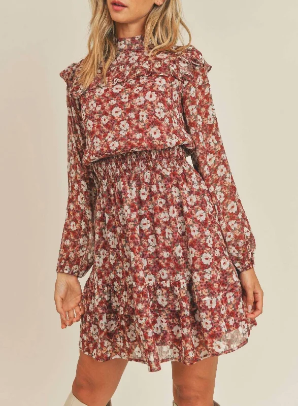 Price Drop Alert!Taylor Ruffled Mini Dress In Rose