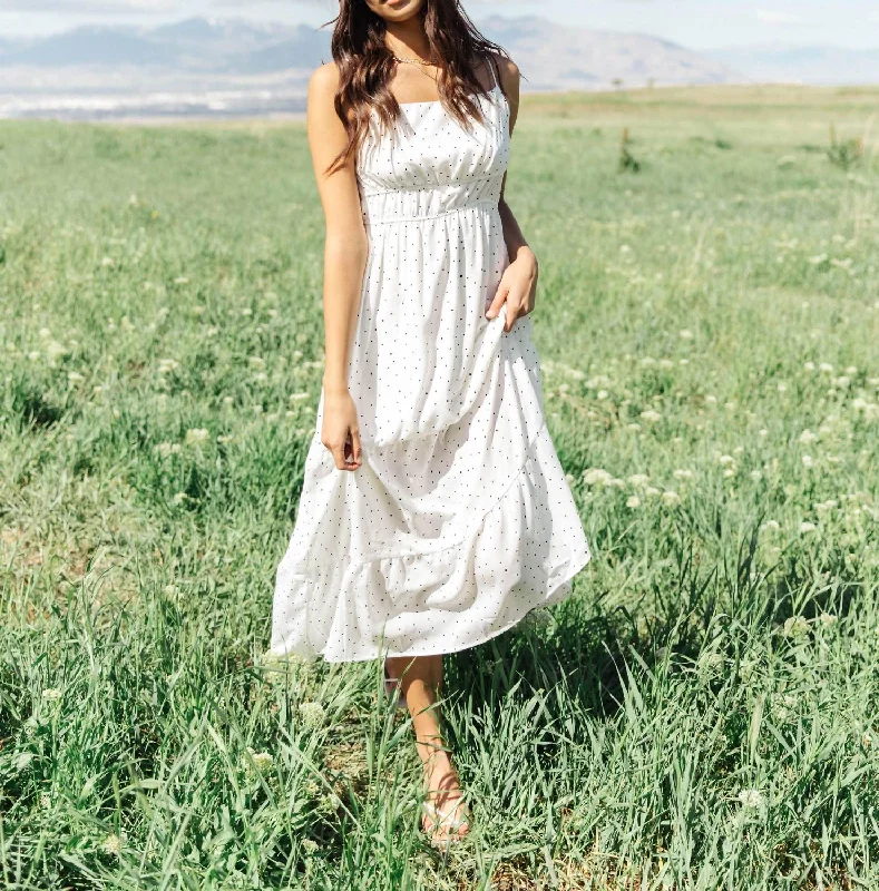 Your Dream Deal is Here!Tiered Polka Dot Midi Dress In White